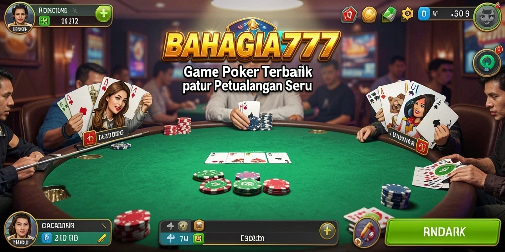 Tangkapan layar gameplay Poker yang penuh aksi