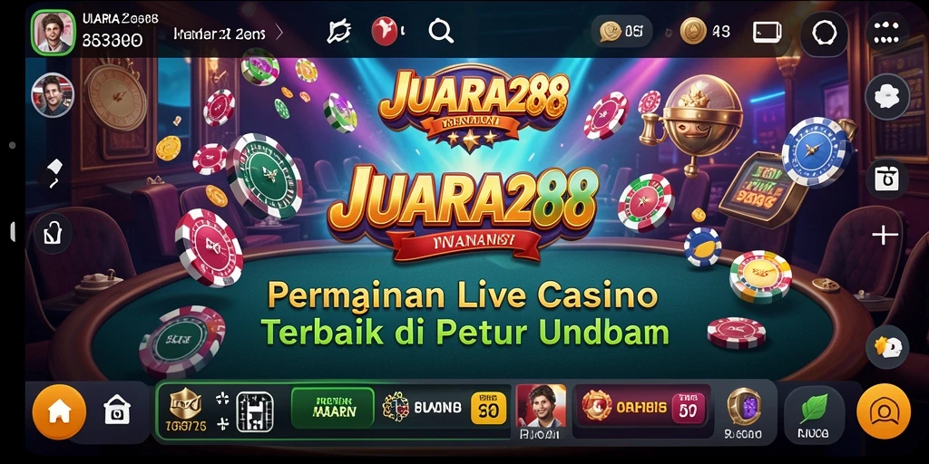 Screenshot gameplay JUARA288 yang menampilkan dealer dan meja permainan Live Casino.