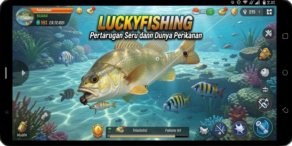 Tampilan gameplay seru di LUCKYFISHING yang memikat.