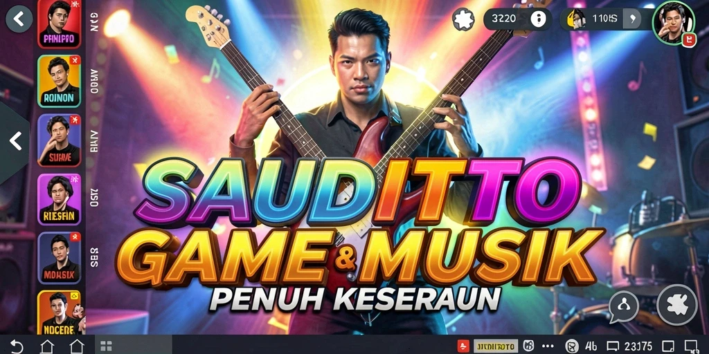 Screenshot gameplay SAUDITOTO dengan tantangan musik yang menegangkan.