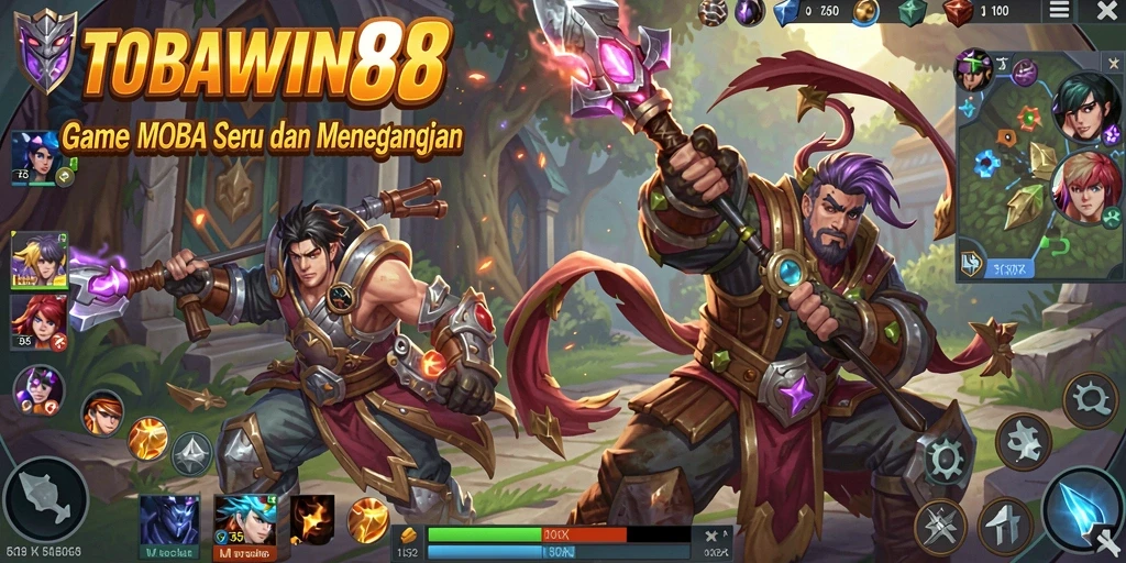 Screenshot TOBAWIN88 menunjukkan aksi seru dalam pertarungan MOBA.