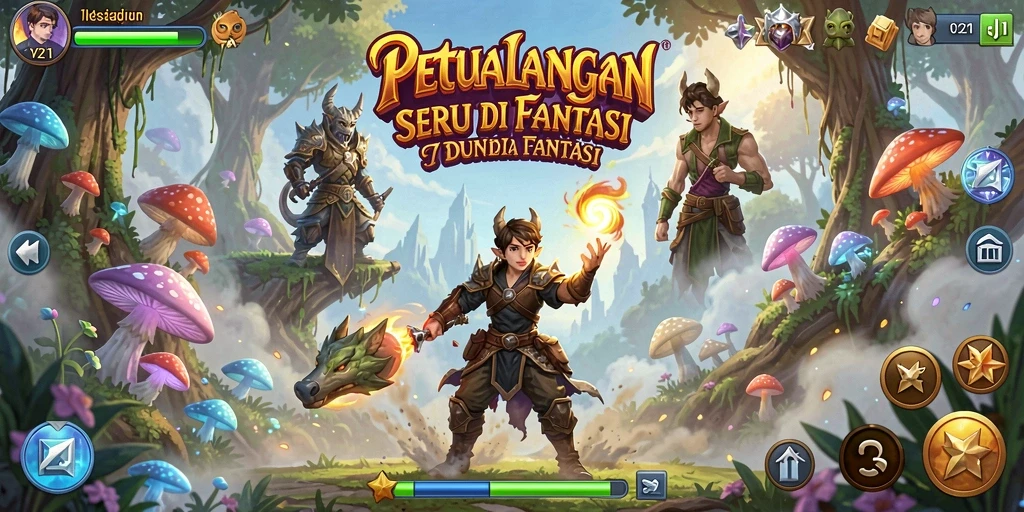 Gameplay V21 menampilkan aksi seru di dunia petualangan yang luas.