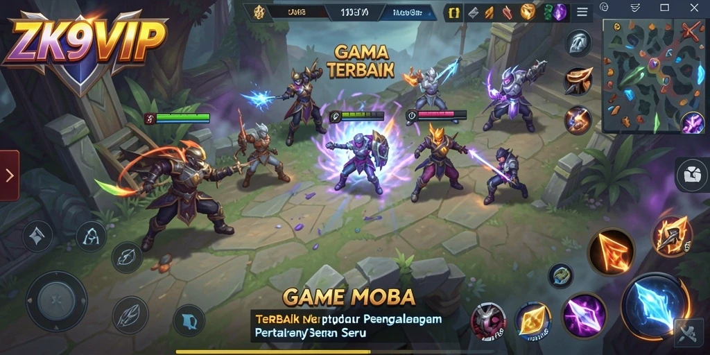 Screenshot gameplay ZK9VIP menampilkan pertarungan seru antar karakter.